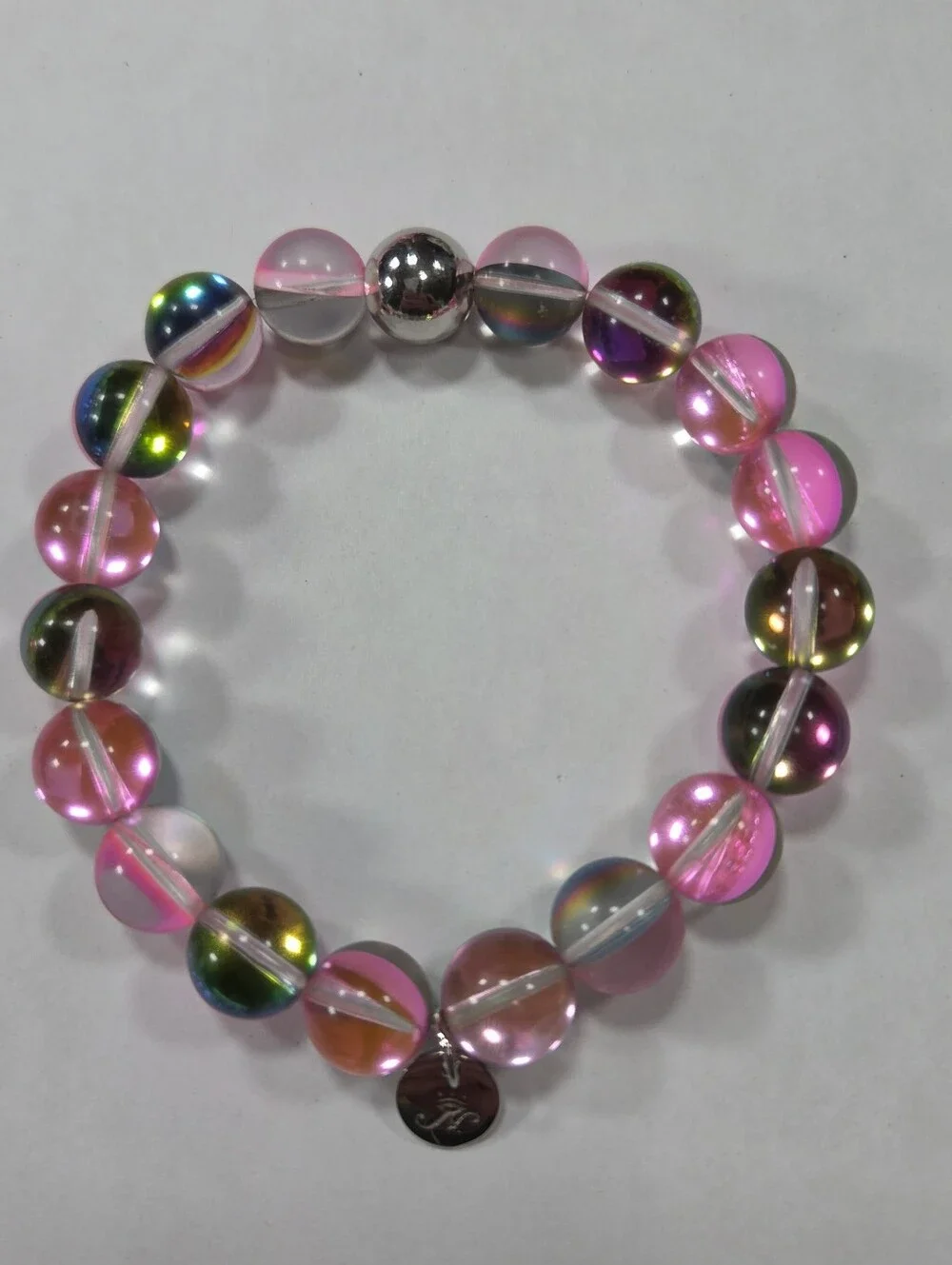 🆕️ NOGU Rose Petal Silver Mermaid Glass Statement Bracelet